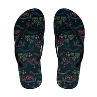 Guatemala Quetzal Bird Pattern Flip Flops Embroidery Effect