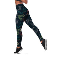 Guatemala Quetzal Bird Pattern Leggings Embroidery Effect