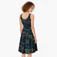 Guatemala Quetzal Bird Pattern Midi Dress Embroidery Effect