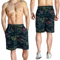 Guatemala Quetzal Bird Pattern Shorts for Men Embroidery Effect