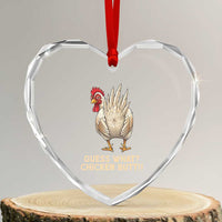 Guess What Chicken Butt Joke Heart Crystal Glass Ornament Funny Chicken Lover Graphic