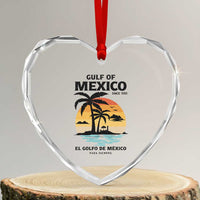 Gulf of Mexico Forever Since 1550 Heart Crystal Glass Ornament Golfo De Mexico Para Siempre Retro Beach - Wonder Print Shop