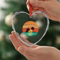 Gulf Of Mexico Heart Crystal Glass Ornament Forever Beach Palms Summer Vacation - Wonder Print Shop