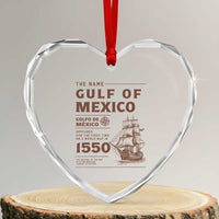 Gulf of Mexico Name Origin 1550 Heart Crystal Glass Ornament Sailing Ship Retro Vintage - Wonder Print Shop