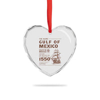 Gulf of Mexico Name Origin 1550 Heart Crystal Glass Ornament Sailing Ship Retro Vintage - Wonder Print Shop