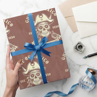 Gulf of Mexico Pirate Sugar Skull Wrapping Paper Roll Est 1550 Stay Salty And Resist - Wonder Print Shop