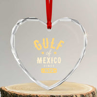 Gulf of Mexico Since 1672 Heart Crystal Glass Ornament Golfo de Mexico Classic Vintage - Wonder Print Shop