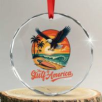 Gulf of USA 2025 Bald Eagle Crystal Glass Ornament Vintage Patriotic Beach Sunset 4th Of July - Wonder Print Shop