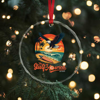 Gulf of USA 2025 Bald Eagle Crystal Glass Ornament Vintage Patriotic Beach Sunset 4th Of July - Wonder Print Shop