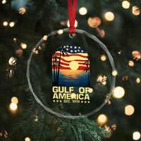 Gulf Of USA Crystal Glass Ornament Est 2025 American Flag Retro TS02