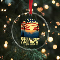 Gulf Of USA Crystal Glass Ornament Est 2025 American Flag Retro - Wonder Print Shop