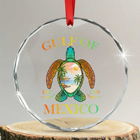 Gulf Of USA Est 2025 Crystal Glass Ornament Funny Turtle Beach Vibe TS02