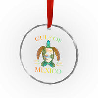 Gulf Of USA Est 2025 Crystal Glass Ornament Funny Turtle Beach Vibe TS02