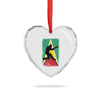 Guyana Cricket Heart Crystal Glass Ornament Retro Vintage Sport Guyanese Flag West Indies Cricket Fan