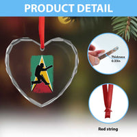 Guyana Cricket Heart Crystal Glass Ornament Retro Vintage Sport Guyanese Flag West Indies Cricket Fan