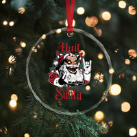 Hail Santa Heavy Metal Christmas Crystal Glass Ornament Krampus Xmas Rock & Roll - Wonder Print Shop
