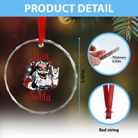 Hail Santa Heavy Metal Christmas Crystal Glass Ornament Krampus Xmas Rock & Roll - Wonder Print Shop