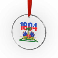 Haiti 1804 Independence Year Graphic Crystal Glass Ornament Haitian Pride Coat of Arms National Heritage