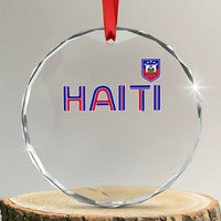 Haiti Flag Crest Crystal Glass Ornament Haitian Pride National Heritage Patriotic Graphic