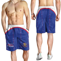 Haiti Football Shorts for Men Les Grenadiers Veve Haitian Vodou Blue Version - Wonder Print Shop