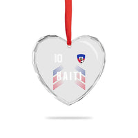 Haiti Soccer Sports Graphic Number 10 Jersey Style Heart Crystal Glass Ornament Proud Haitian Football Fans Game Day Pride