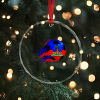 Haitian Flag Soccer Ball Splatter Graphic Crystal Glass Ornament Haiti Football Sports Fan