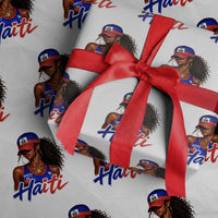 Haitian Girl Wrapping Paper Roll Melanin Black Girls Haiti Flag Proud Haitienne
