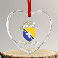 Hajmo Bosno Lets Go Bosnia Herzegovina Flag Heart Crystal Glass Ornament Golden Lily Soccer Football Fan Athletic Graphic