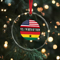 Half American Half Ghanaian Crystal Glass Ornament Pride Ghanese Roots USA Flag Ghana Heritage Yes Im Both Of Them