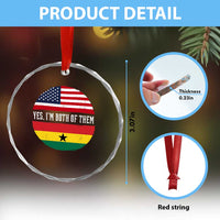 Half American Half Ghanaian Crystal Glass Ornament Pride Ghanese Roots USA Flag Ghana Heritage Yes Im Both Of Them