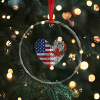 Half Canadian Half American USA Flag Canada America Crystal Glass Ornament