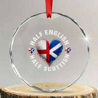 Half English Half Scottish Heritage Crystal Glass Ornament Heart St Georges Cross and Saltire Pride