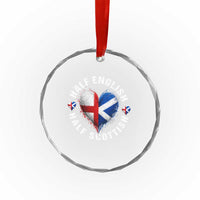 Half English Half Scottish Heritage Crystal Glass Ornament Heart St Georges Cross and Saltire Pride
