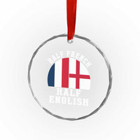Half French Half English Split Flag Graphic Crystal Glass Ornament Patriotic Anglo England France Dual Heritage DNA Ancestry