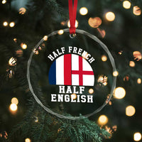 Half French Half English Split Flag Graphic Crystal Glass Ornament Patriotic Anglo England France Dual Heritage DNA Ancestry