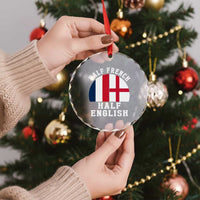 Half French Half English Split Flag Graphic Crystal Glass Ornament Patriotic Anglo England France Dual Heritage DNA Ancestry