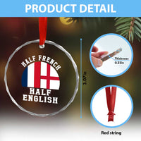 Half French Half English Split Flag Graphic Crystal Glass Ornament Patriotic Anglo England France Dual Heritage DNA Ancestry