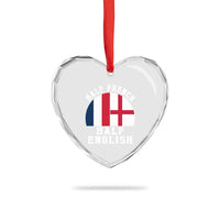 Half French Half English Split Flag Graphic Heart Crystal Glass Ornament Patriotic Anglo England France Dual Heritage DNA Ancestry
