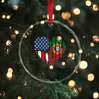 Half Portuguese American Flag Crystal Glass Ornament Portugal Roots USA Flag Immigrant Gifts - Wonder Print Shop