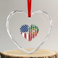 Half Portuguese American Flag Heart Crystal Glass Ornament Portugal Roots USA Flag Immigrant Gifts - Wonder Print Shop