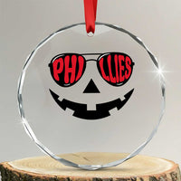 Halloween Phillies Crystal Glass Ornament Philadelphia Baseball Red October Jackolantern Pumpkin Face TS10