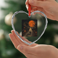 Halloween Spooky Ghost Biking Heart Crystal Glass Ornament Vintage Ghost Riding Bicycle Gothic Moonlit Pumpkin Autumn Graphic