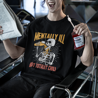 Funny Skeleton T Shirt Mentally Ill But Totally Chill Drinking Beer Lover Halloween Costume - Wonder Print Shop
