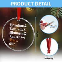 Hamilton Laurens Lafayette Mulligan Burr Sir Crystal Glass Ornament TS10