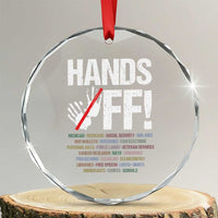 Hands Off Crystal Glass Ornament Social Security And Medicare Protest Vintage Hand Print - Wonder Print Shop
