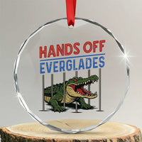 Hands Off Everglades Crystal Glass Ornament Alligator Protest - Wonder Print Shop