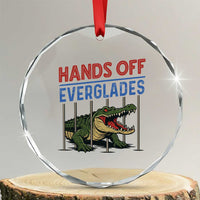 Hands Off Everglades Crystal Glass Ornament Alligator Protest TS02