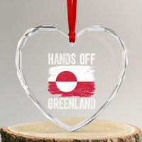 Hands Off Greenland Heart Crystal Glass Ornament Distressed Flag Resist Political Protest