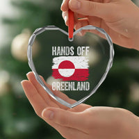 Hands Off Greenland Heart Crystal Glass Ornament Distressed Flag Resist Political Protest