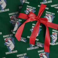Hands Off Greenland Protest Wrapping Paper Roll Support Greenland Bear Holding Flag